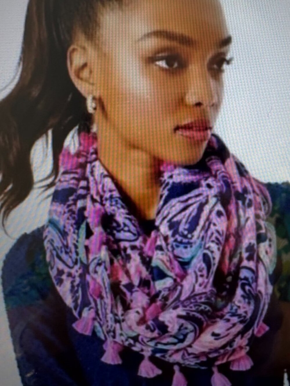NWT Lilly Pulitzer Resort Infinity Loop Scarf High Tide Navy Pink Tassel - Picture 7 of 7
